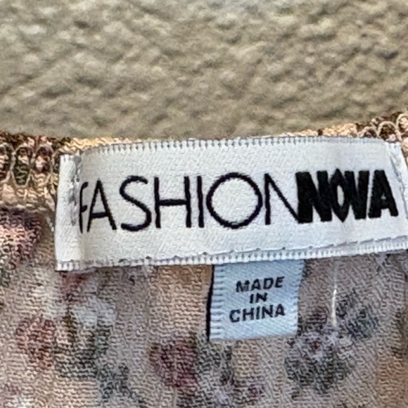 Fashion Nova Brown and Tan Tie Front Blouse - Picture 3 of 3